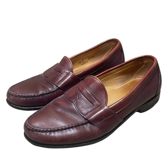 Allen Edmonds mens 10 C oxblood leather Cameron penny loafer dress shoes EUC - Picture 1 of 9